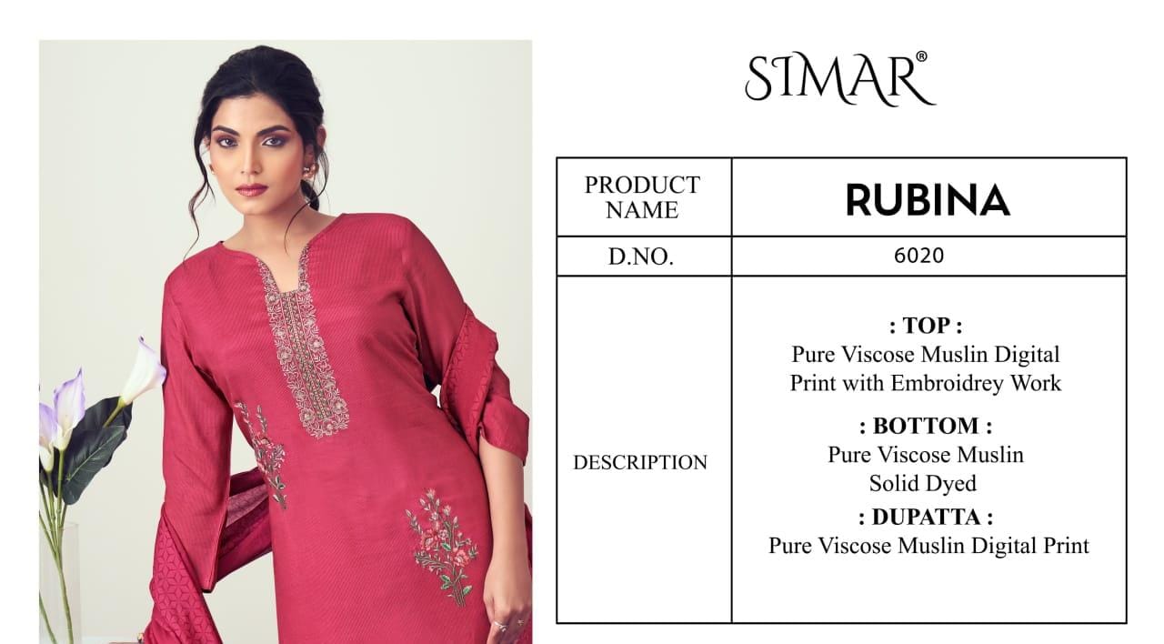 Rubina By Glossy Viscose Digital Printed Dress Material Exporters In India